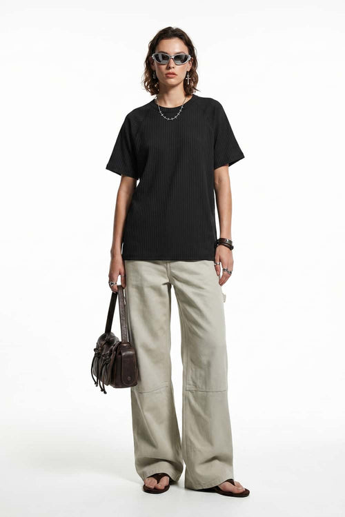 Ribbed Slim Fit T-Shirt - Black