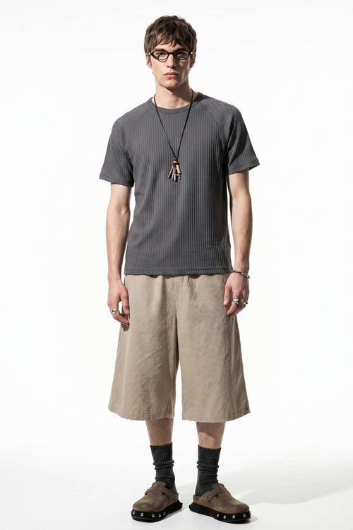 Ribbed Slim Fit T-Shirt - Gray