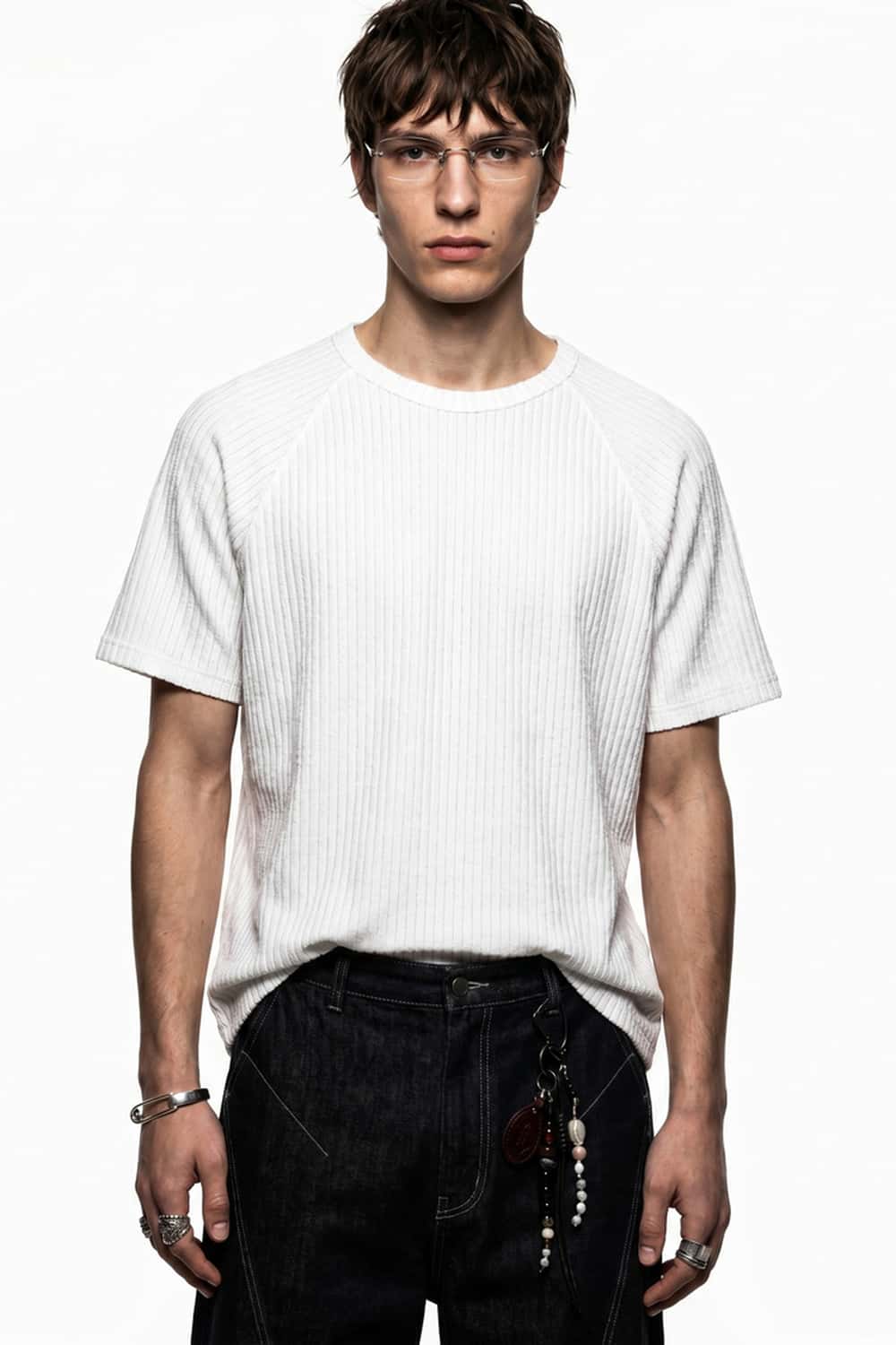 Ribbed Slim Fit T-Shirt - White