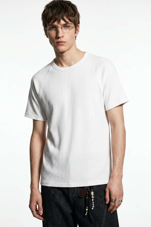 Ribbed Slim Fit T-Shirt - White