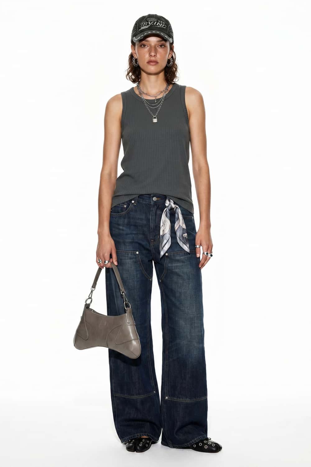 Ribbed Slim Fit Tank Top - Gray