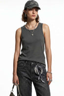 Ribbed Slim Fit Tank Top - Gray