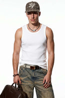 Ribbed Slim Fit Tank Top - White