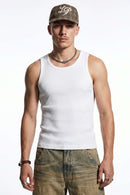 Ribbed Slim Fit Tank Top - White