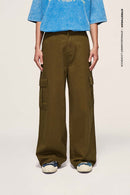 Utility Wide-Leg Cotton Pants - Brown