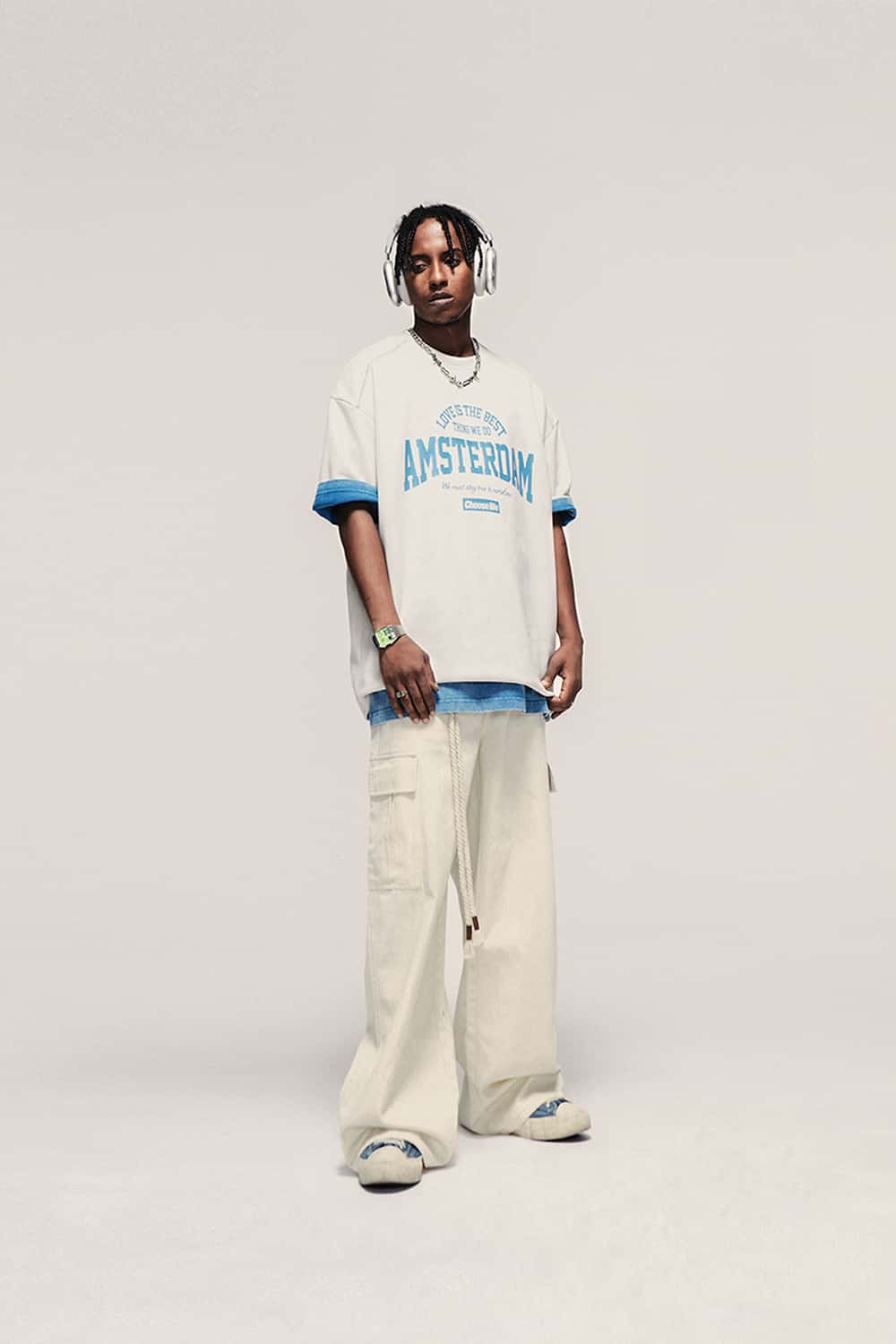 Utility Wide-Leg Cotton Pants - Rice Apricot