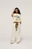 Utility Wide-Leg Cotton Pants - Rice Apricot
