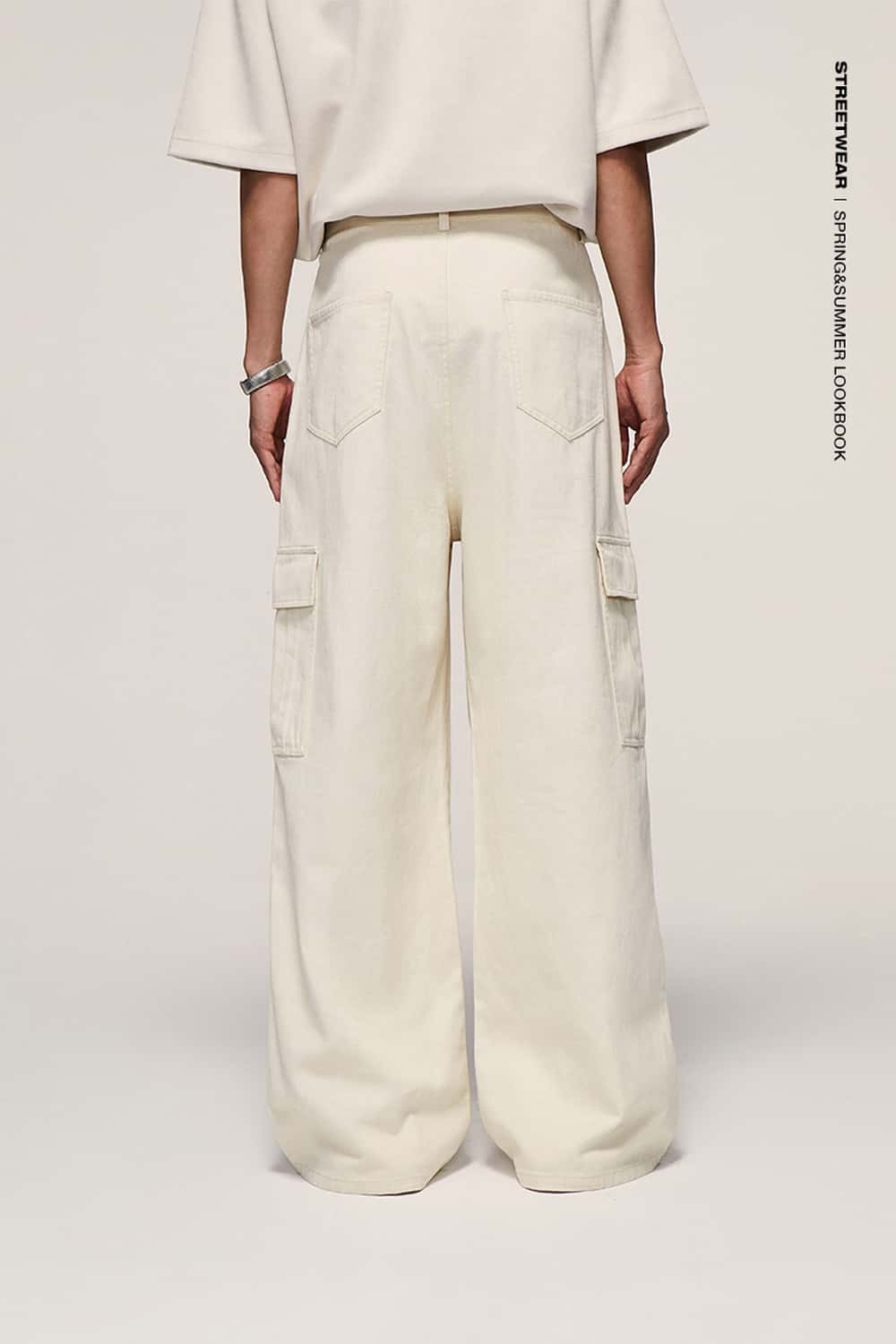 Utility Wide-Leg Cotton Pants - Rice Apricot