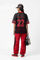 Open Mesh Number Loose Jersey Tee - Black