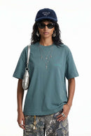 Raised Back Graphic Relaxed Tee - Blueish Green