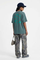 Raised Back Graphic Relaxed Tee - Blueish Green