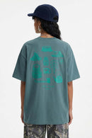 Raised Back Graphic Relaxed Tee - Blueish Green