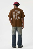 Raised Back Graphic Relaxed Tee - Brown