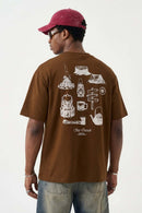 Raised Back Graphic Relaxed Tee - Brown