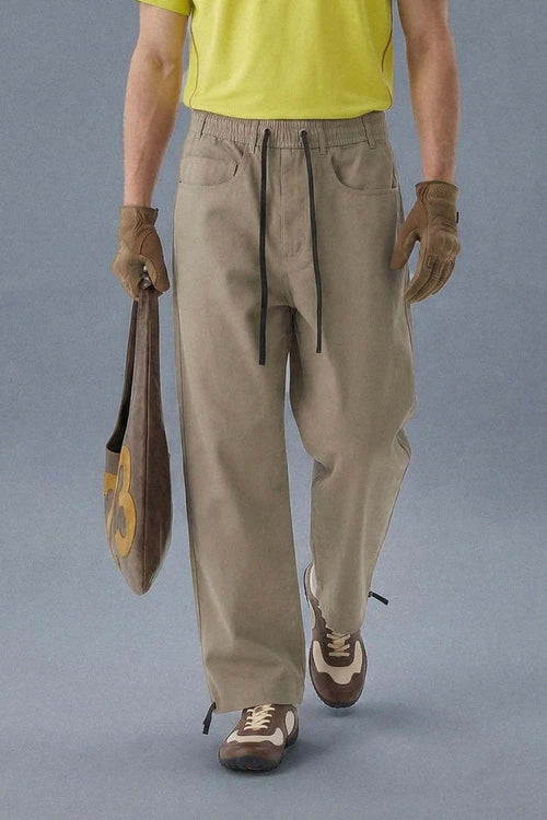 Drawstring Utility Straight Pants - Khaki