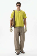 Drawstring Utility Straight Pants - Khaki