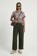 Drawstring Utility Straight Pants - Military Green