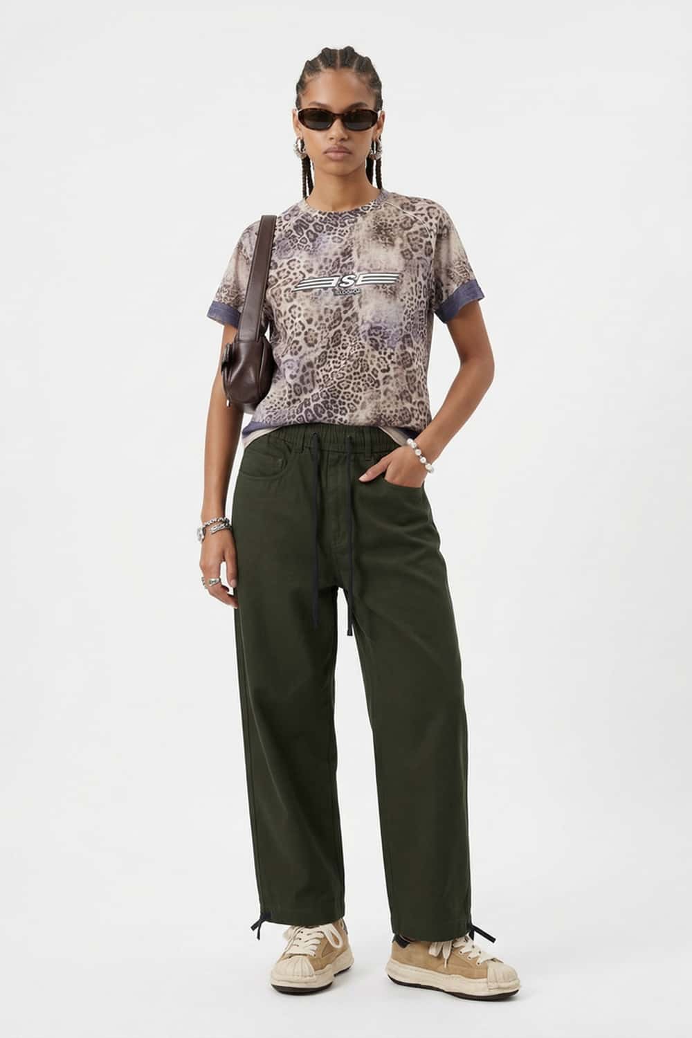 Drawstring Utility Straight Pants - Military Green