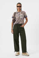 Drawstring Utility Straight Pants - Military Green