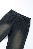 Washed Slight-Flare Wide-Leg Jeans - Grayish Coffee
