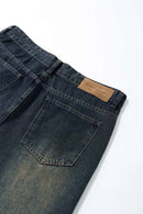 Washed Slight-Flare Wide-Leg Jeans - Grayish Coffee