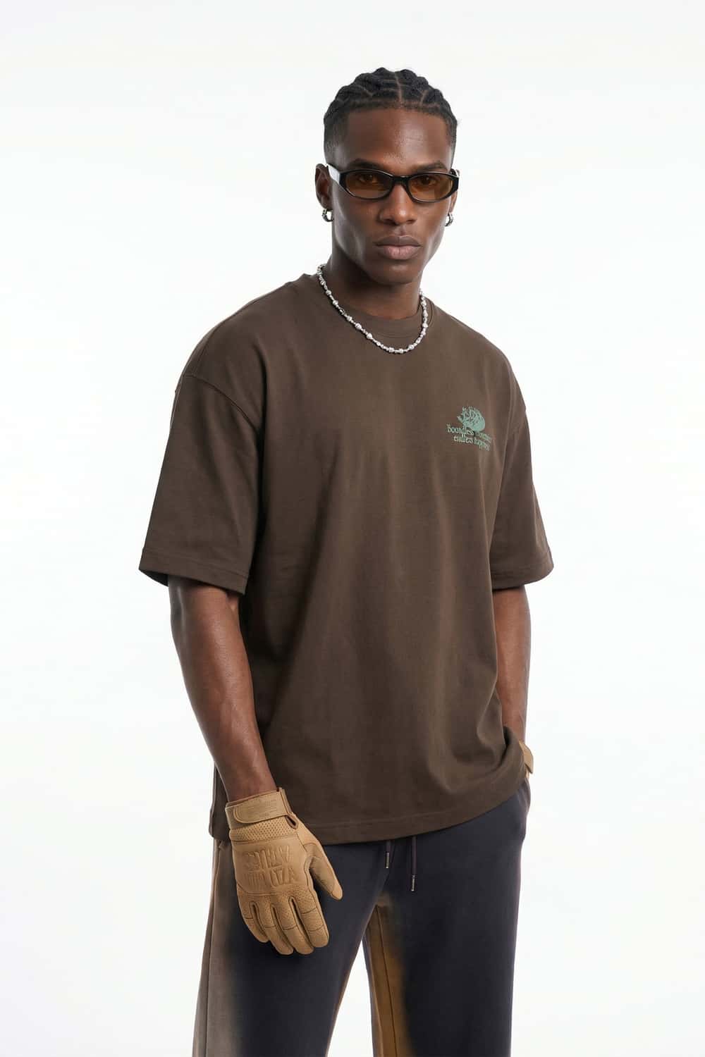 Raised Stone Graphic Relaxed Tee - Earth Brown