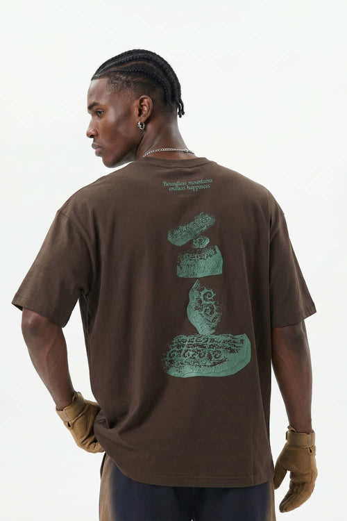 Raised Stone Graphic Relaxed Tee - Earth Brown