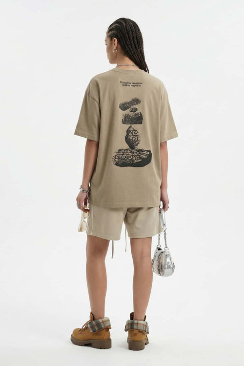 Raised Stone Graphic Relaxed Tee - Khaki