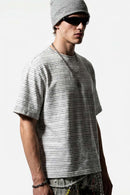 Textured Striped Loose Tee - Dark Gray