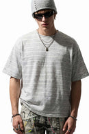 Textured Striped Loose Tee - Dark Gray
