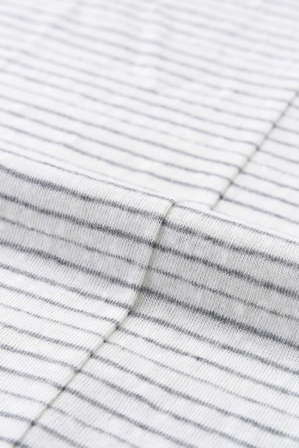 Textured Striped Loose Tee - Light Gray