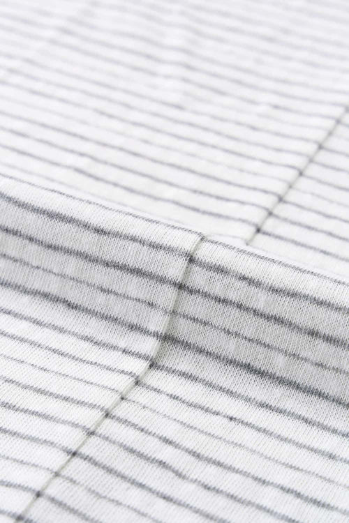 Textured Striped Loose Tee - Light Gray