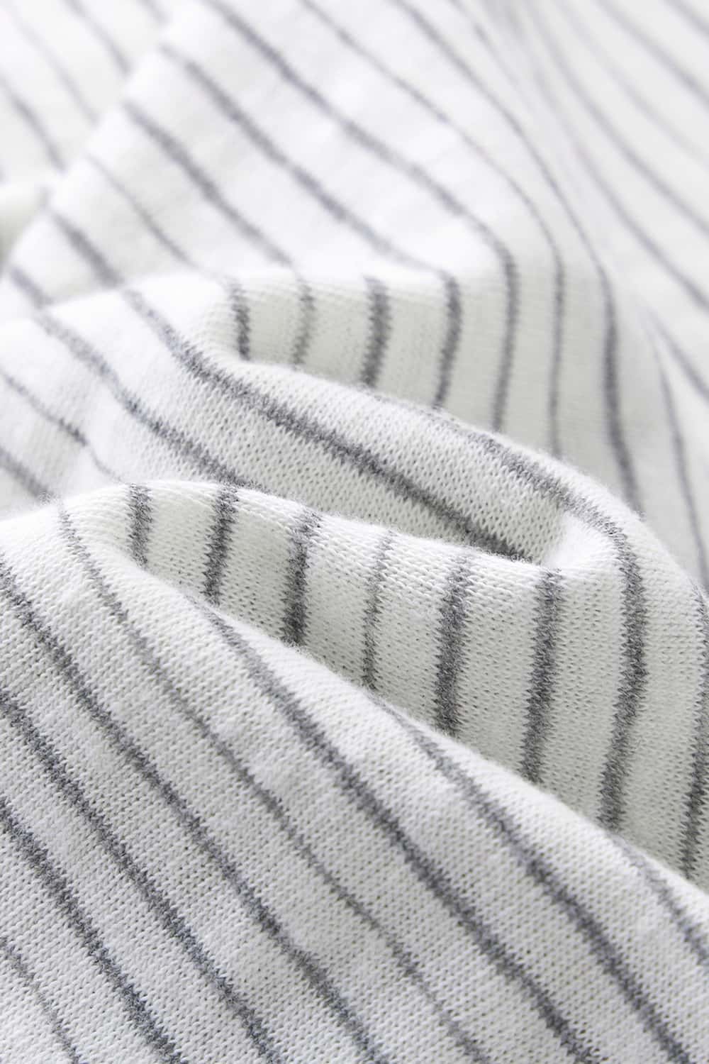 Textured Striped Loose Tee - Light Gray