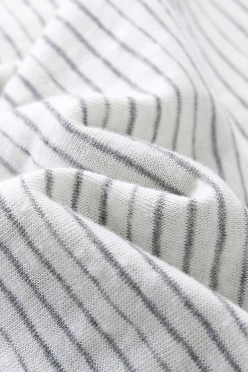 Textured Striped Loose Tee - Light Gray