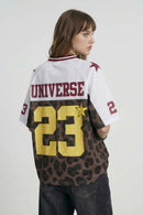 Leopard Print Mesh Jersey Tee - White