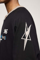 Paneled Graphic Long Sleeve T-Shirt - Active Black