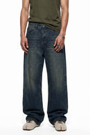 Washed Wide-Leg Denim Jeans - Blue