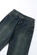 Washed Wide-Leg Denim Jeans - Blue