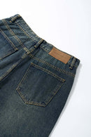 Washed Wide-Leg Denim Jeans - Blue