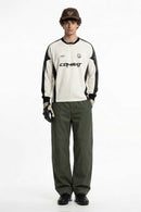 Washed Paneled Utility Pants - Military Green