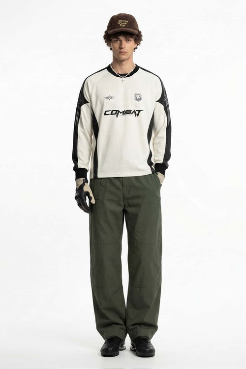 Washed Paneled Utility Pants - Military Green
