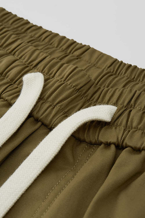 Knee-Length Drawstring Cargo Shorts - Dark Khaki