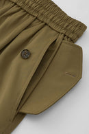 Knee-Length Drawstring Cargo Shorts - Dark Khaki