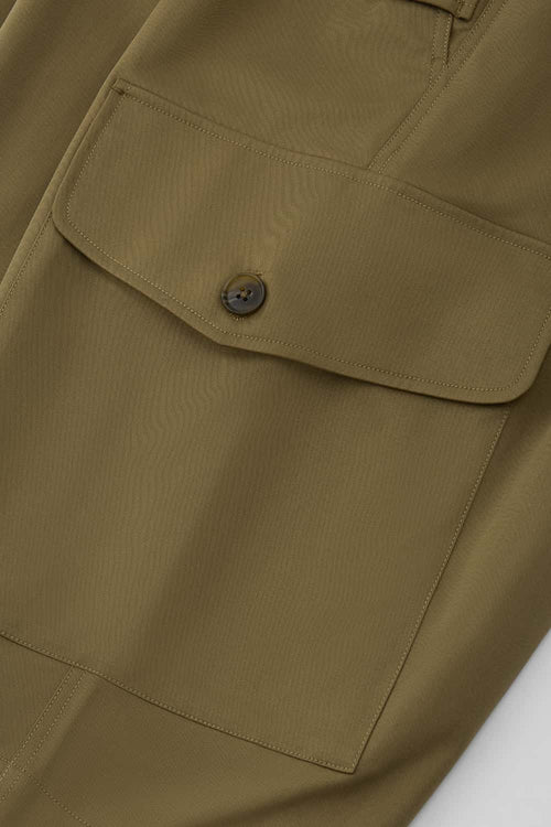 Knee-Length Drawstring Cargo Shorts - Dark Khaki