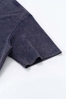Washed Letter Back Graphic T-Shirt - Dark Purple