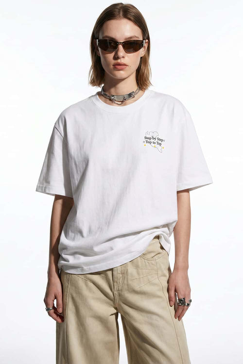 Raised Back Graphic T-Shirt - White