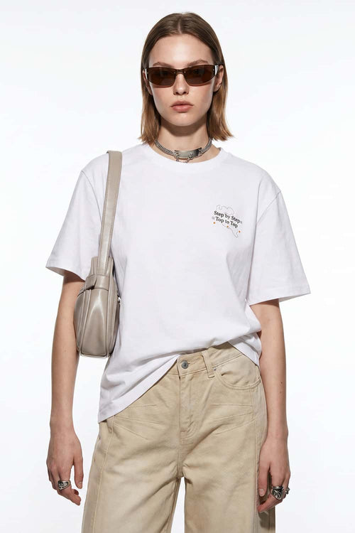 Raised Back Graphic T-Shirt - White