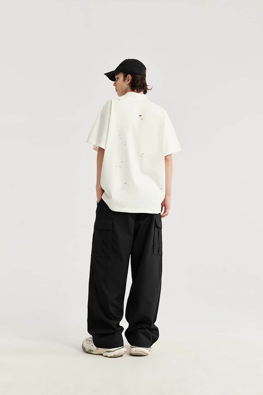 Ripstop Wide-Leg Cargo Pants - Black