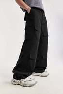 Ripstop Wide-Leg Cargo Pants - Black