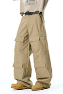 Ripstop Wide-Leg Cargo Pants - Khaki